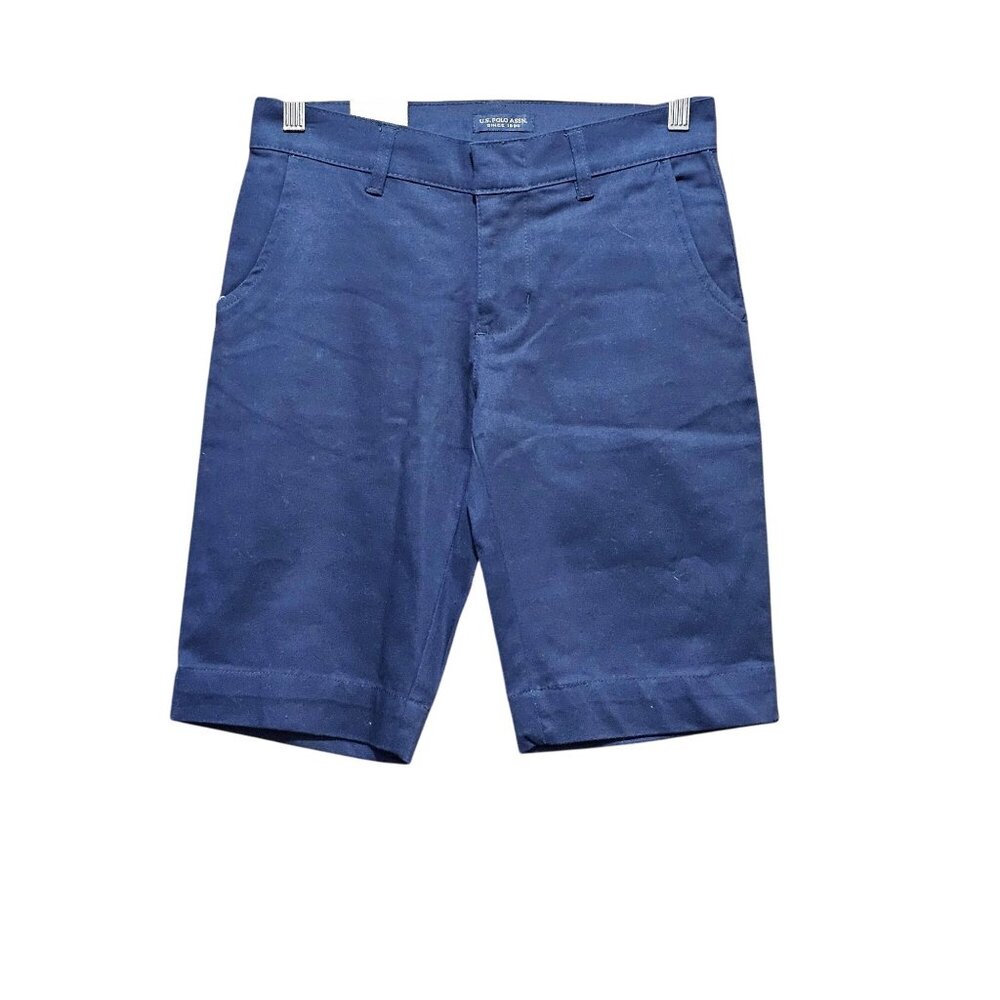 U.S. Polo Assn. Navy Blue Cotton-Blend Bermuda Shorts Size 3 Flat-Front With Poc